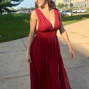 WINDSOR Burgundy Chiffon Occasion Dress